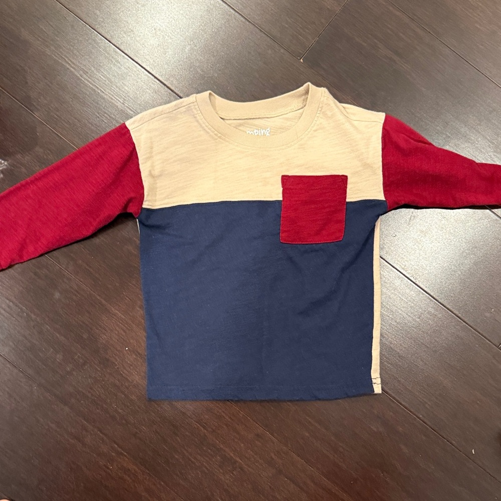 jumping beans Navy, Tan & Red Colorblock Long-Sleeve Tee